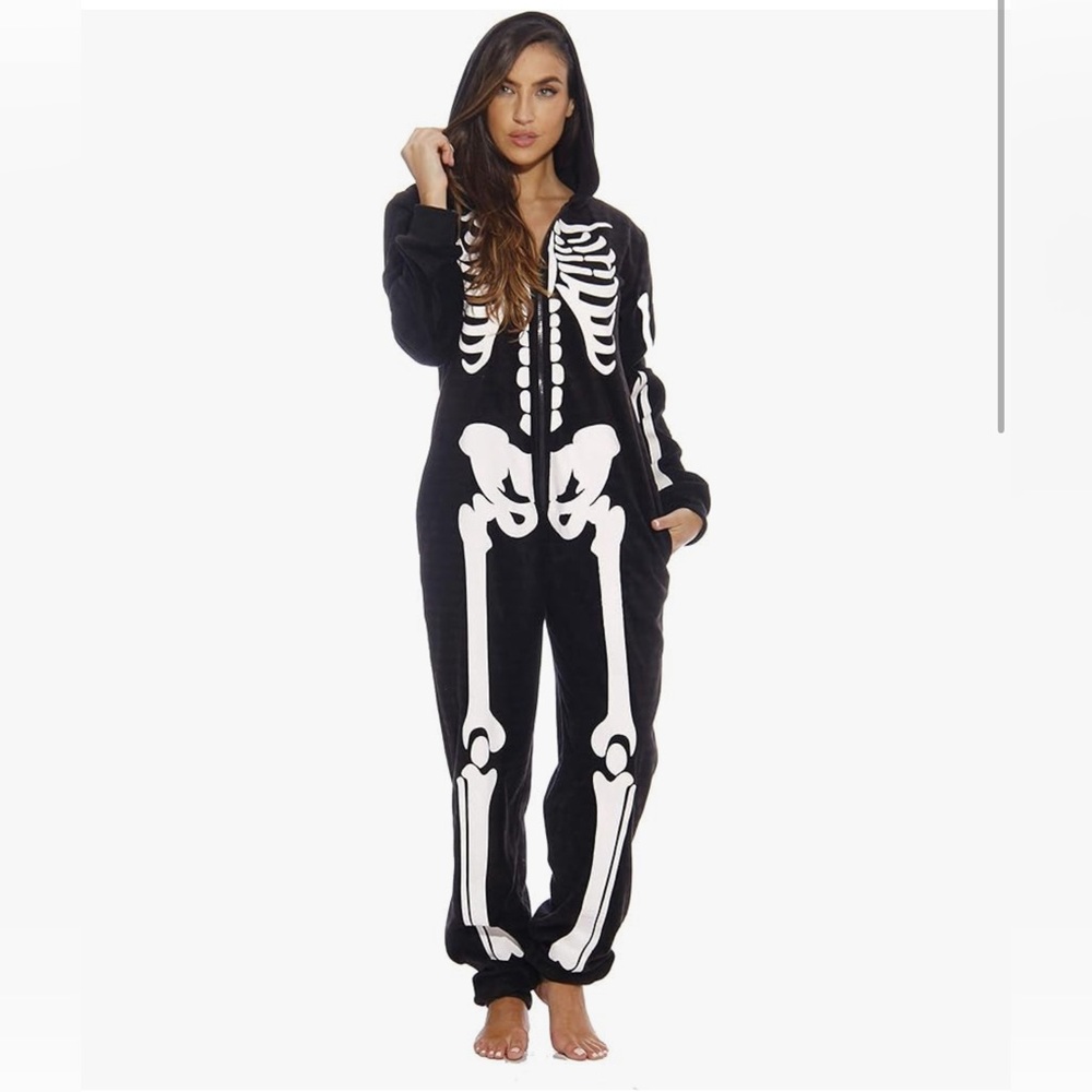 Adult Halloween Onesie Skeleton Costume